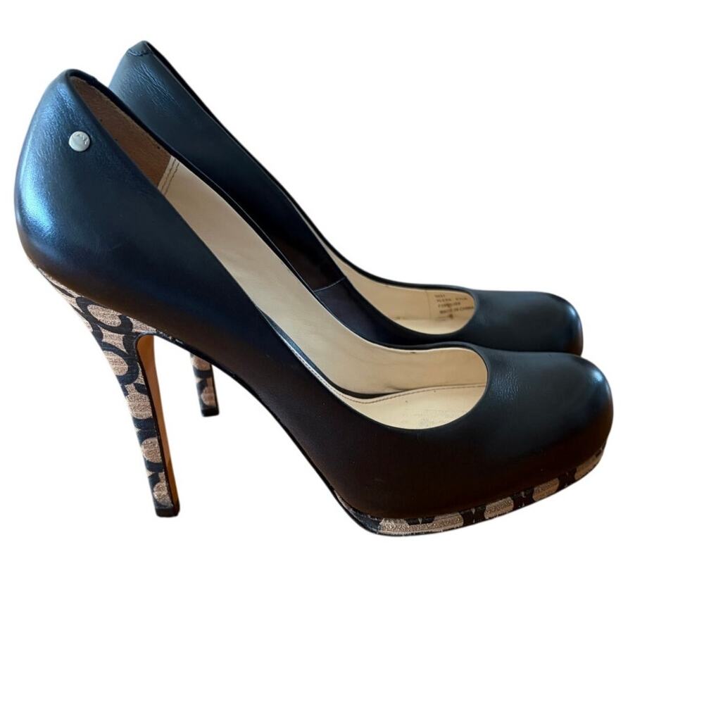 Coach Alexa Black Leather Signature C Platform Stilleto Pumps 6.5 B Y2K Designer